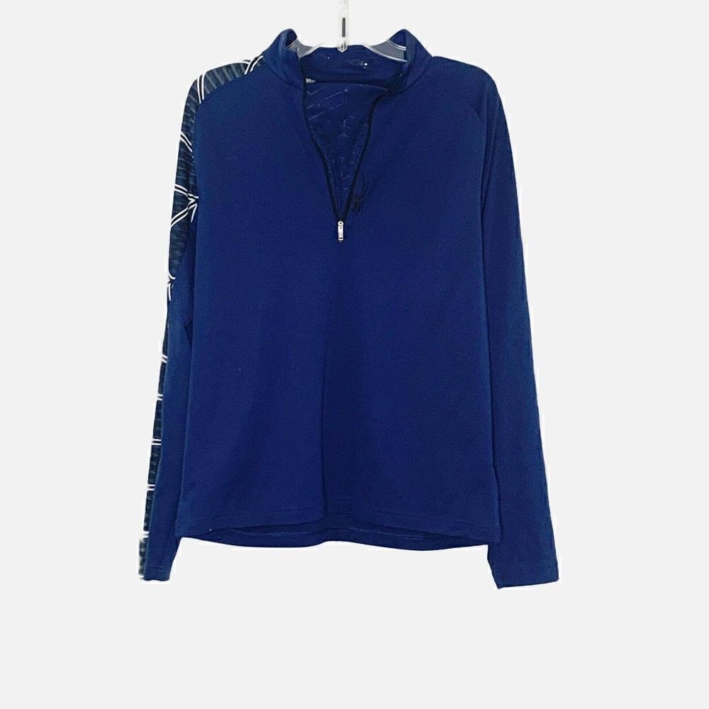 Men’s Spyder Light Weight Quarter Zip Blue Web Long Sleeves Black Medium
